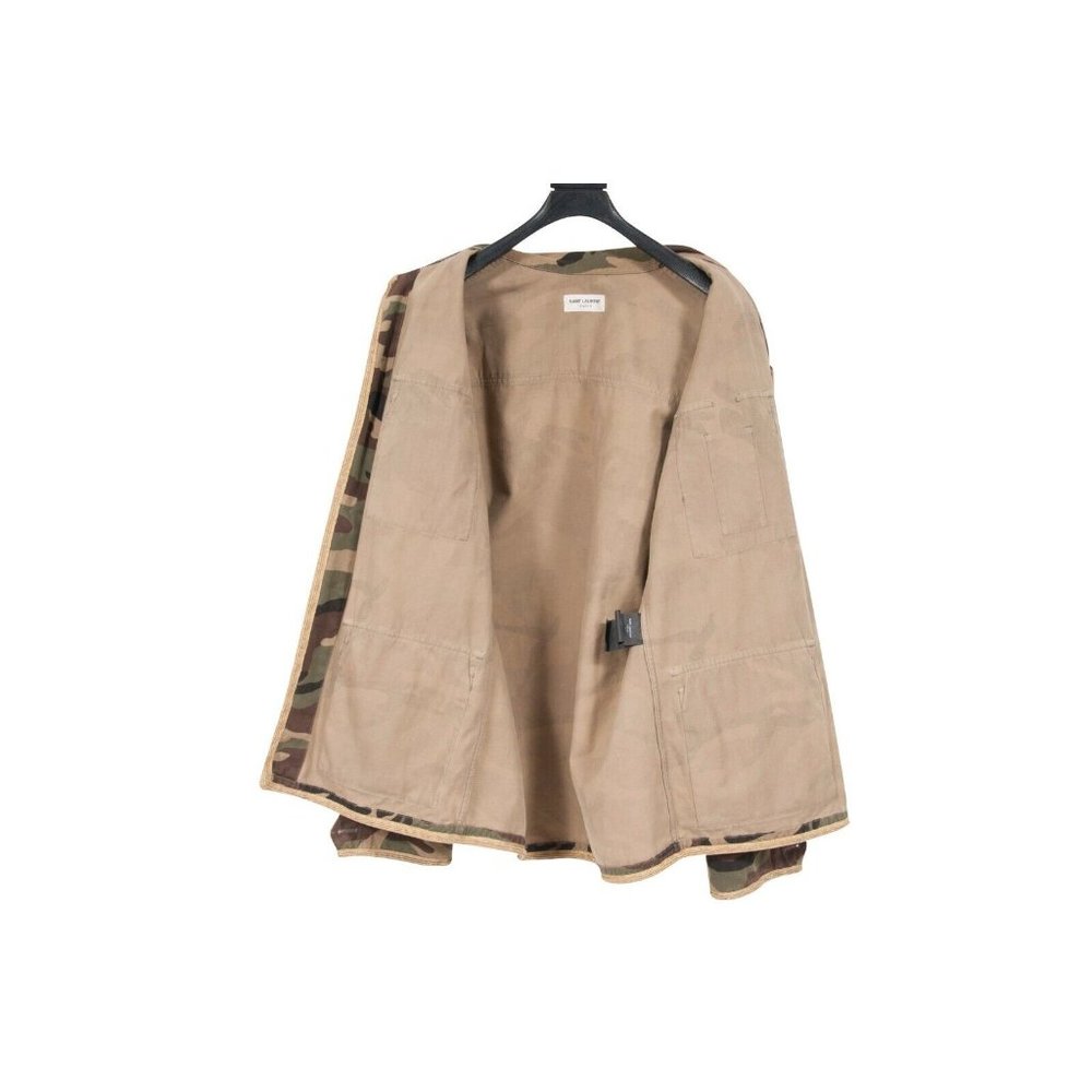 Saint Laurent Men's SS15 Gold Trimmed M65 Military Camo Field Jacke Coat Size 48 - Picture 3 of 10